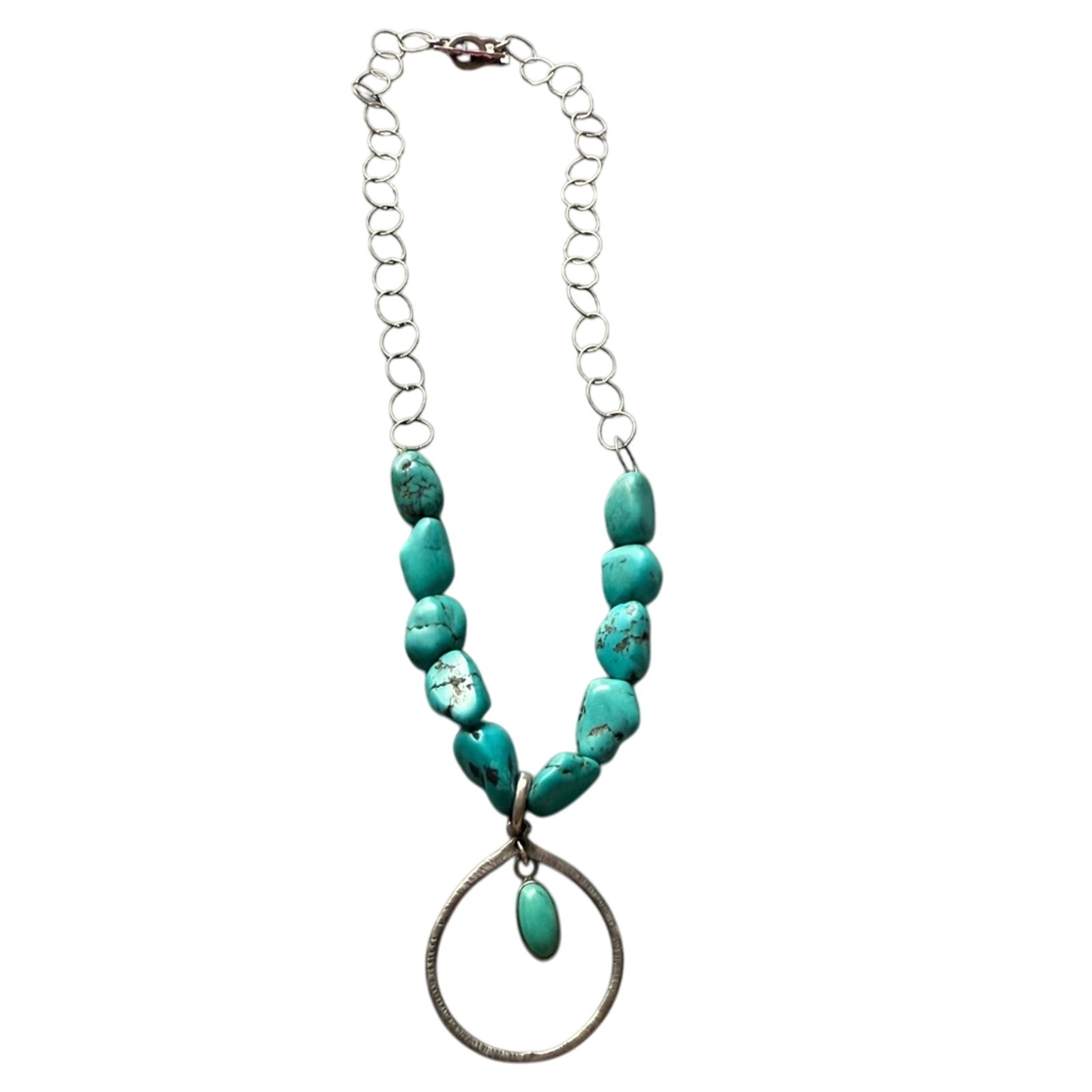 Peyote Bird 925 Sterling Silver Turquoise Stone Necklace 125$